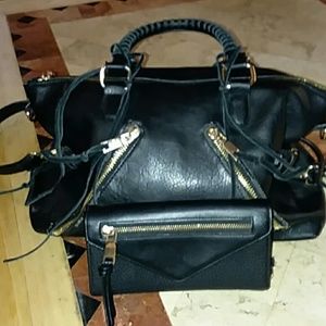 Beautiful black handbag with wallet